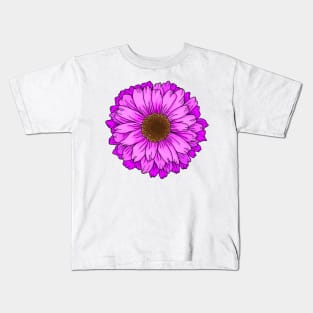 Fuchsia Purple Pink Big Flower Kids T-Shirt